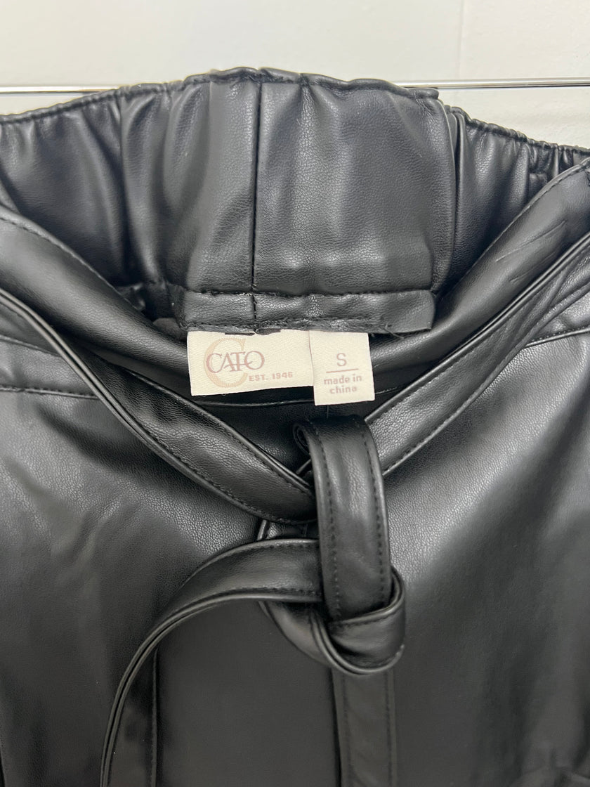 CATO Black Vegan Leather Midi Skirt Size Small