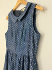 Comme Toi Blue and White Polka Dots A-Line Midi Dress Size Medium