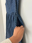 Comme Toi Blue and White Polka Dots A-Line Midi Dress Size Medium