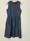 Comme Toi Blue and White Polka Dots A-Line Midi Dress Size Medium