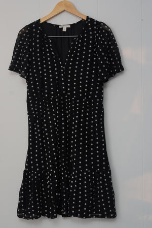 CATO Black and White Polka Dot A Line Midi Dress Size Medium