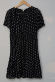 CATO Black and White Polka Dot A Line Midi Dress Size Medium