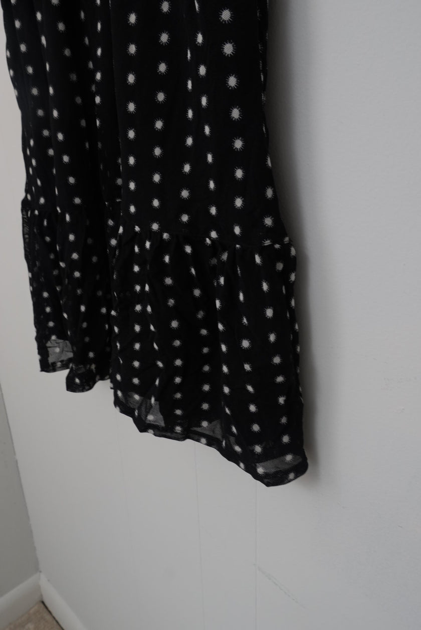 CATO Black and White Polka Dot A Line Midi Dress Size Medium