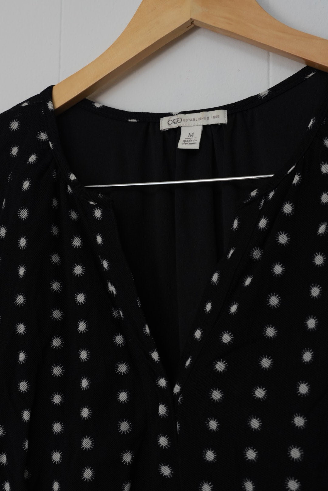 CATO Black and White Polka Dot A Line Midi Dress Size Medium