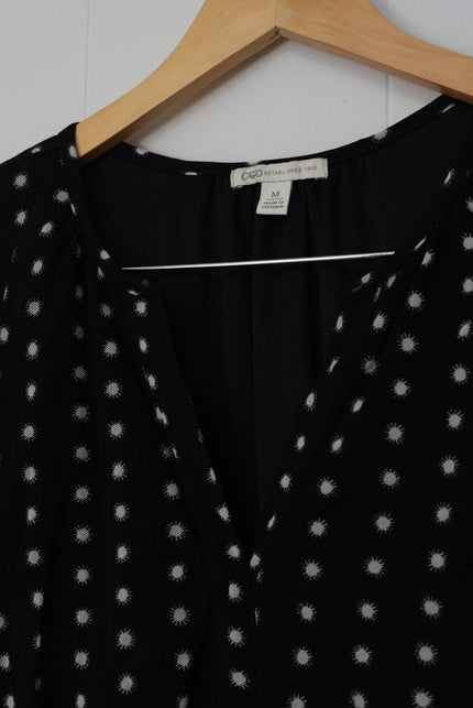 CATO Black and White Polka Dot A Line Midi Dress Size Medium