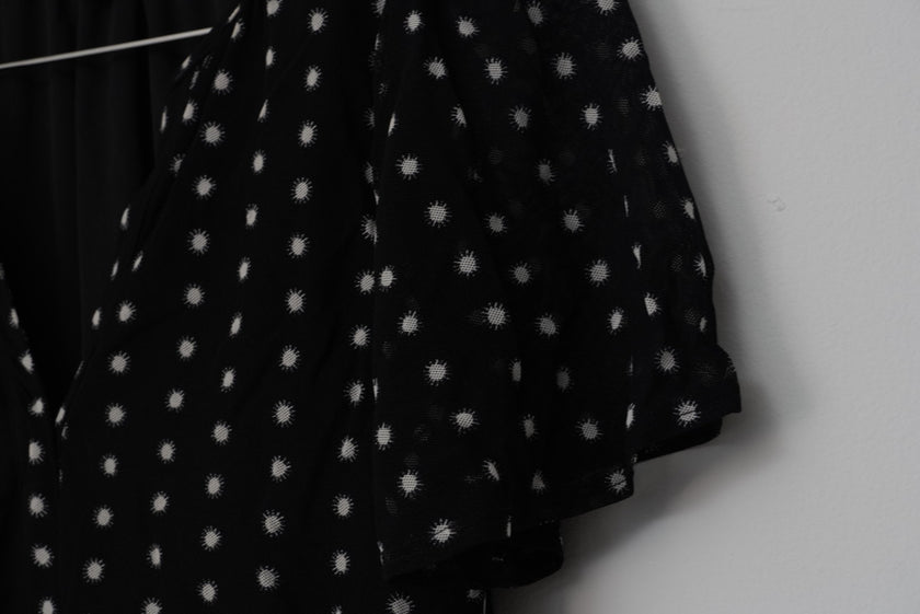 CATO Black and White Polka Dot A Line Midi Dress Size Medium