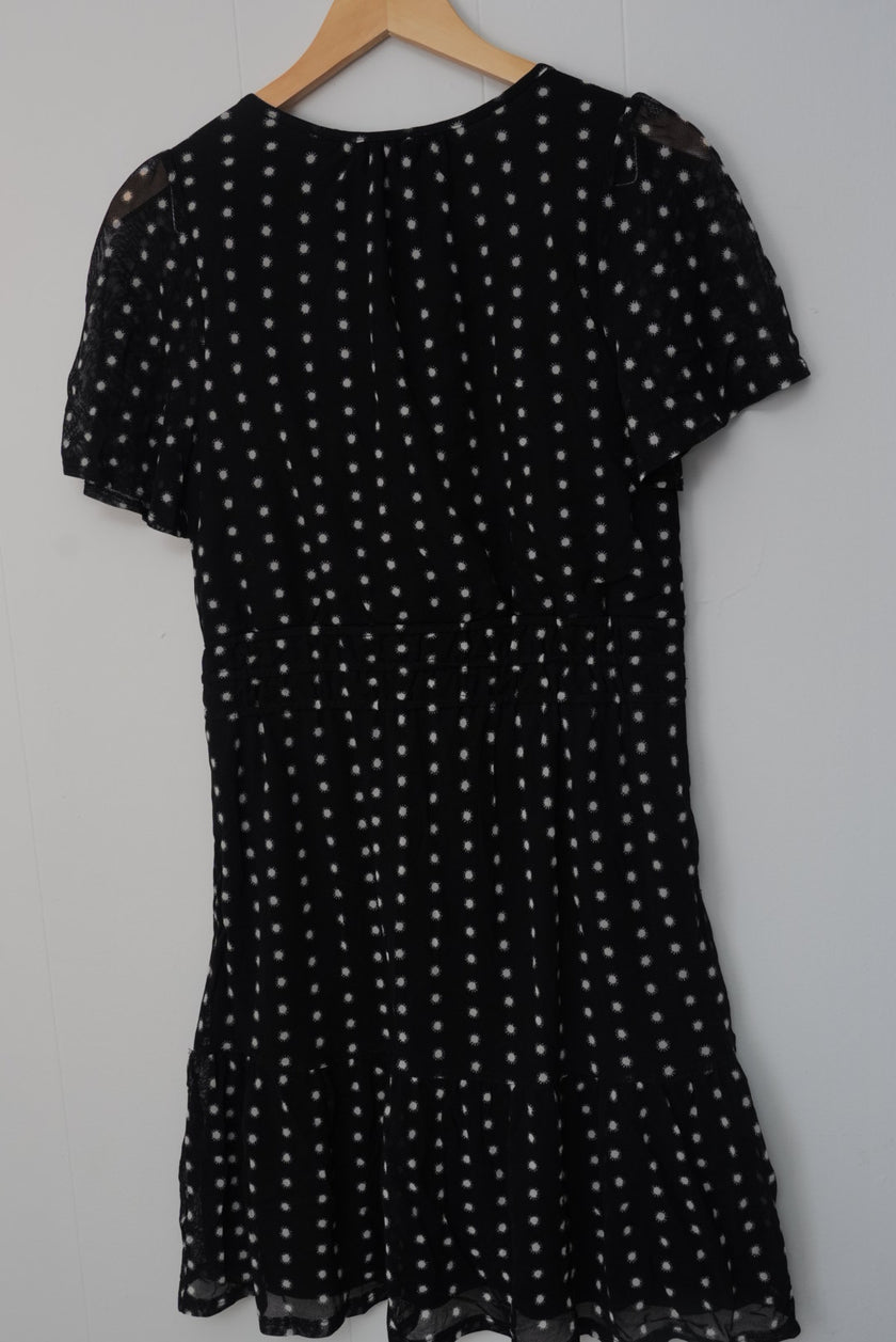 CATO Black and White Polka Dot A Line Midi Dress Size Medium