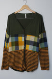 Green and Plaid Button Up long Sleeve Blouse Size Large