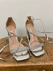 SHEIN Silver Rhinestone Tie Heels Size 6.5