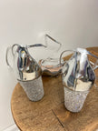 SHEIN Silver Rhinestone Tie Heels Size 6.5