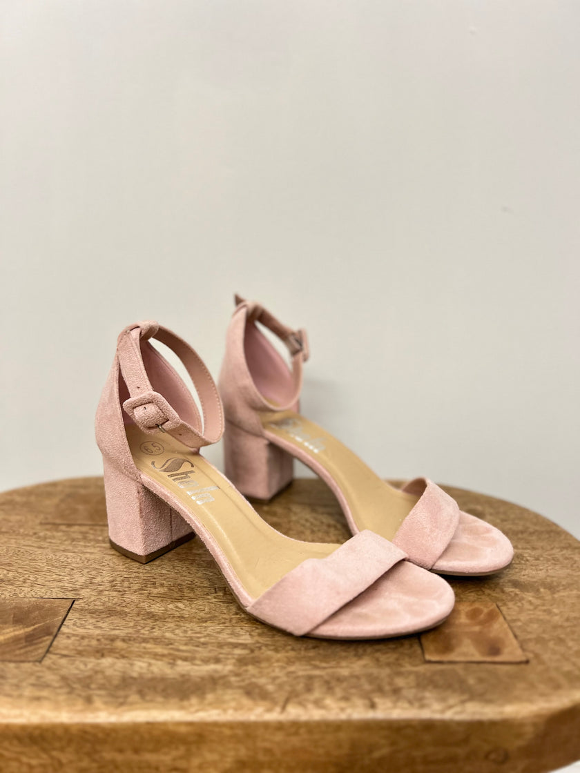 SHEIN Pink Suede Heels with Ankle Strap Size 6.5