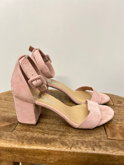 SHEIN Pink Suede Heels with Ankle Strap Size 6.5