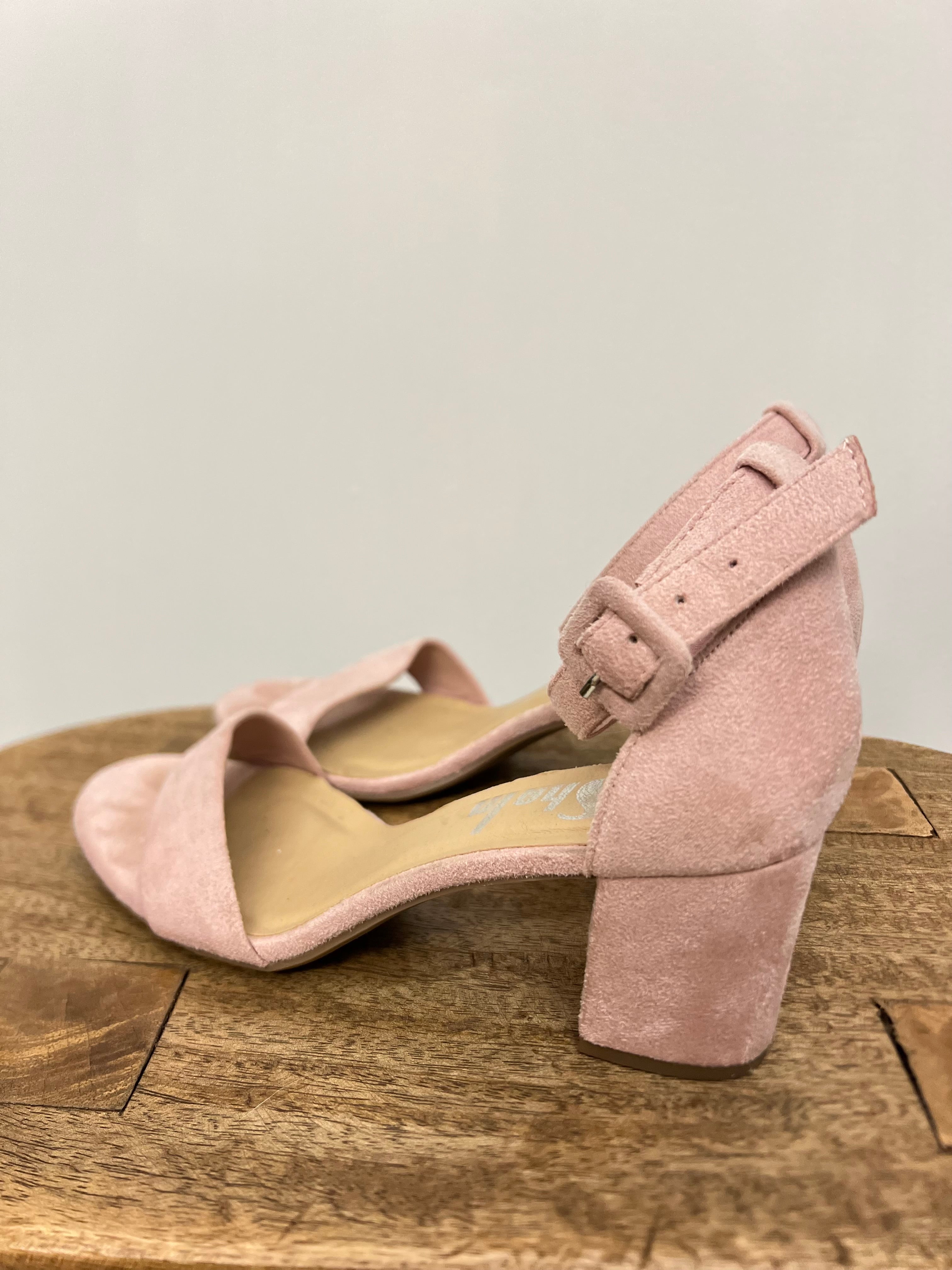SHEIN Pink Suede Heels with Ankle Strap Size 6.5