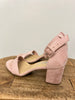 SHEIN Pink Suede Heels with Ankle Strap Size 6.5