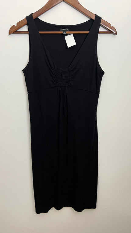 Talbots Sheath Dress Women Extra Small Black Smocked V-Neck Sleeveless Knit