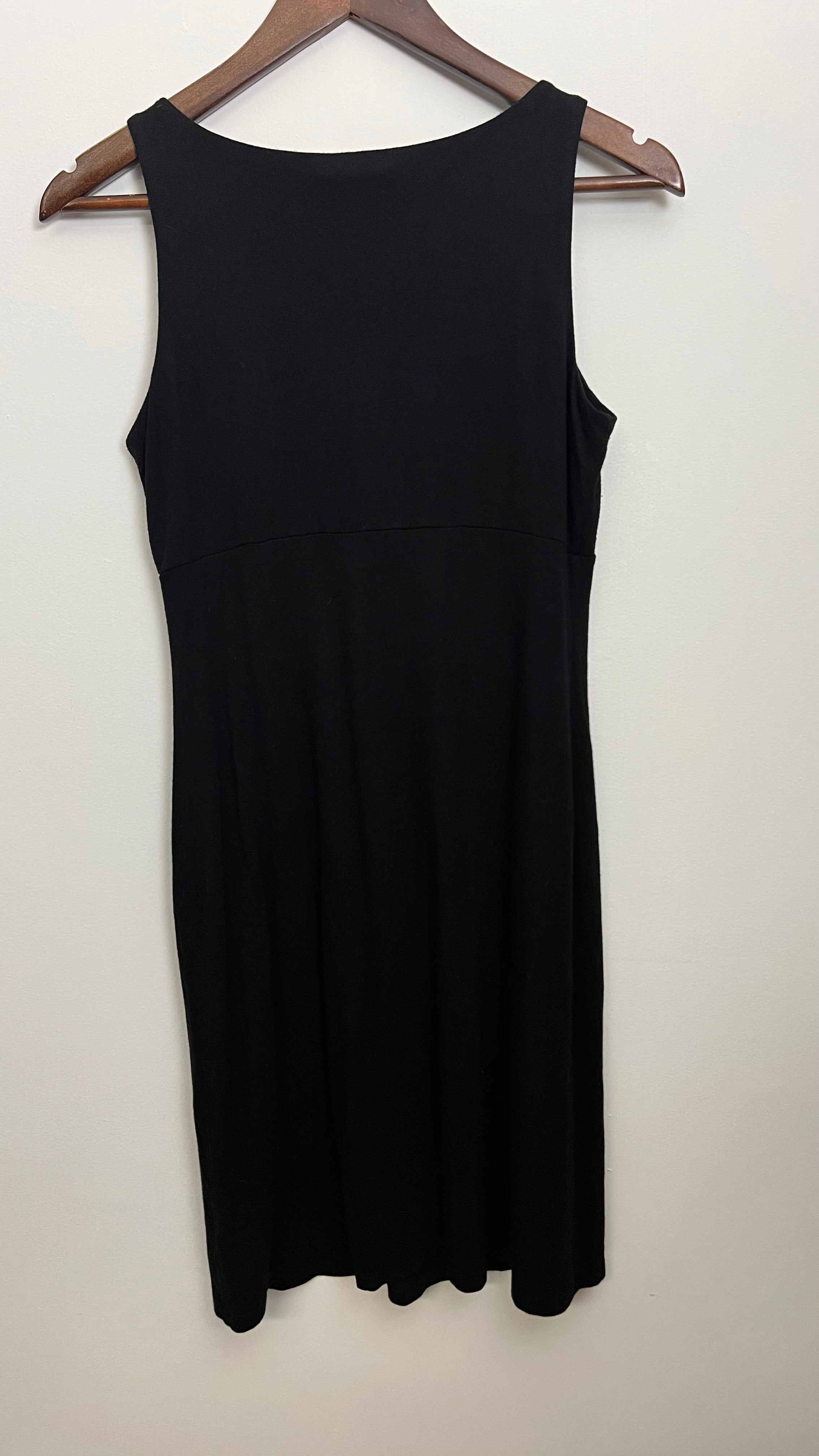 Talbots Sheath Dress Women Extra Small Black Smocked V-Neck Sleeveless Knit