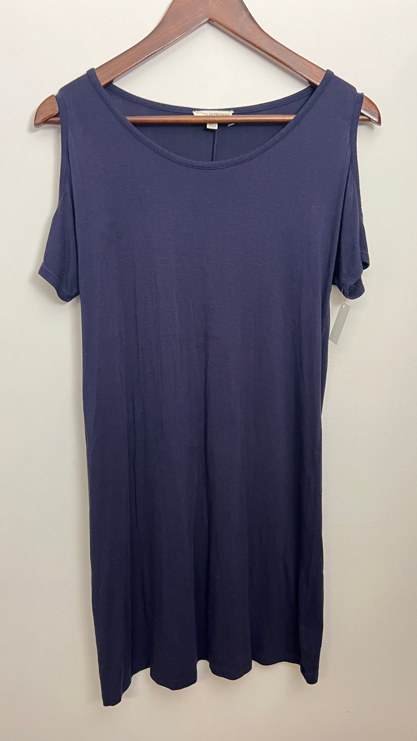 Zenana Navy Blue Cold Shoulder T-Shirt Dress Size Small