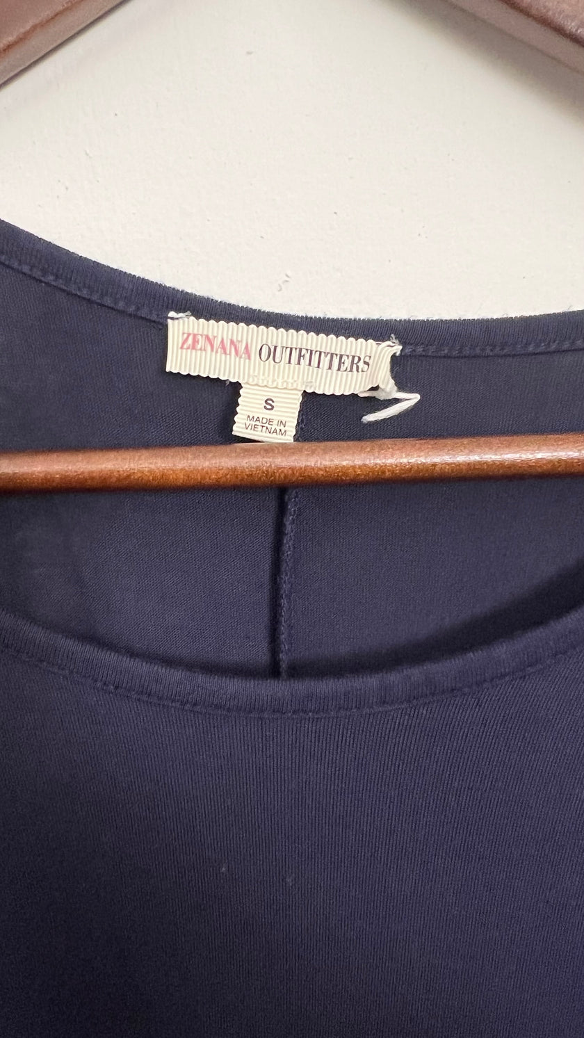 Zenana Navy Blue Cold Shoulder T-Shirt Dress Size Small