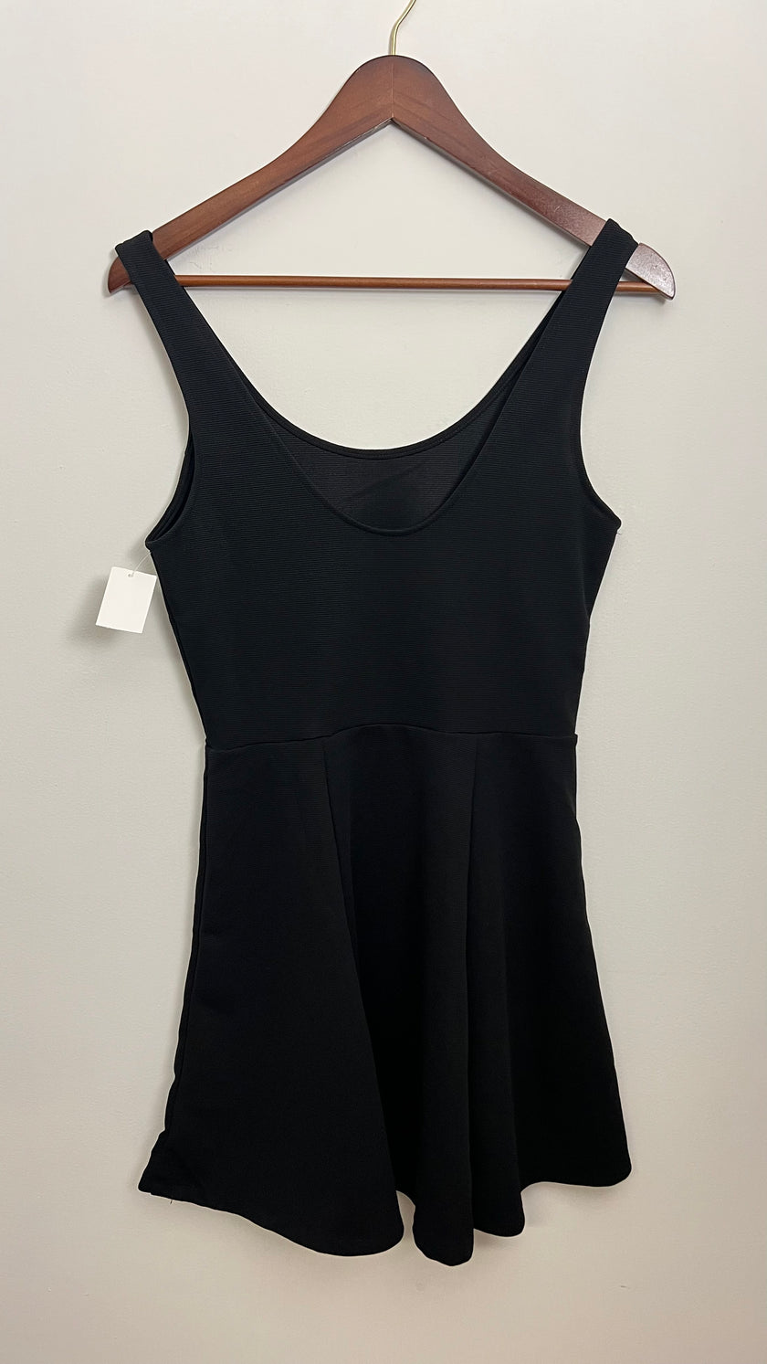 Divided H&M Black Ribbed Sleeveless Skater Dress Size 8