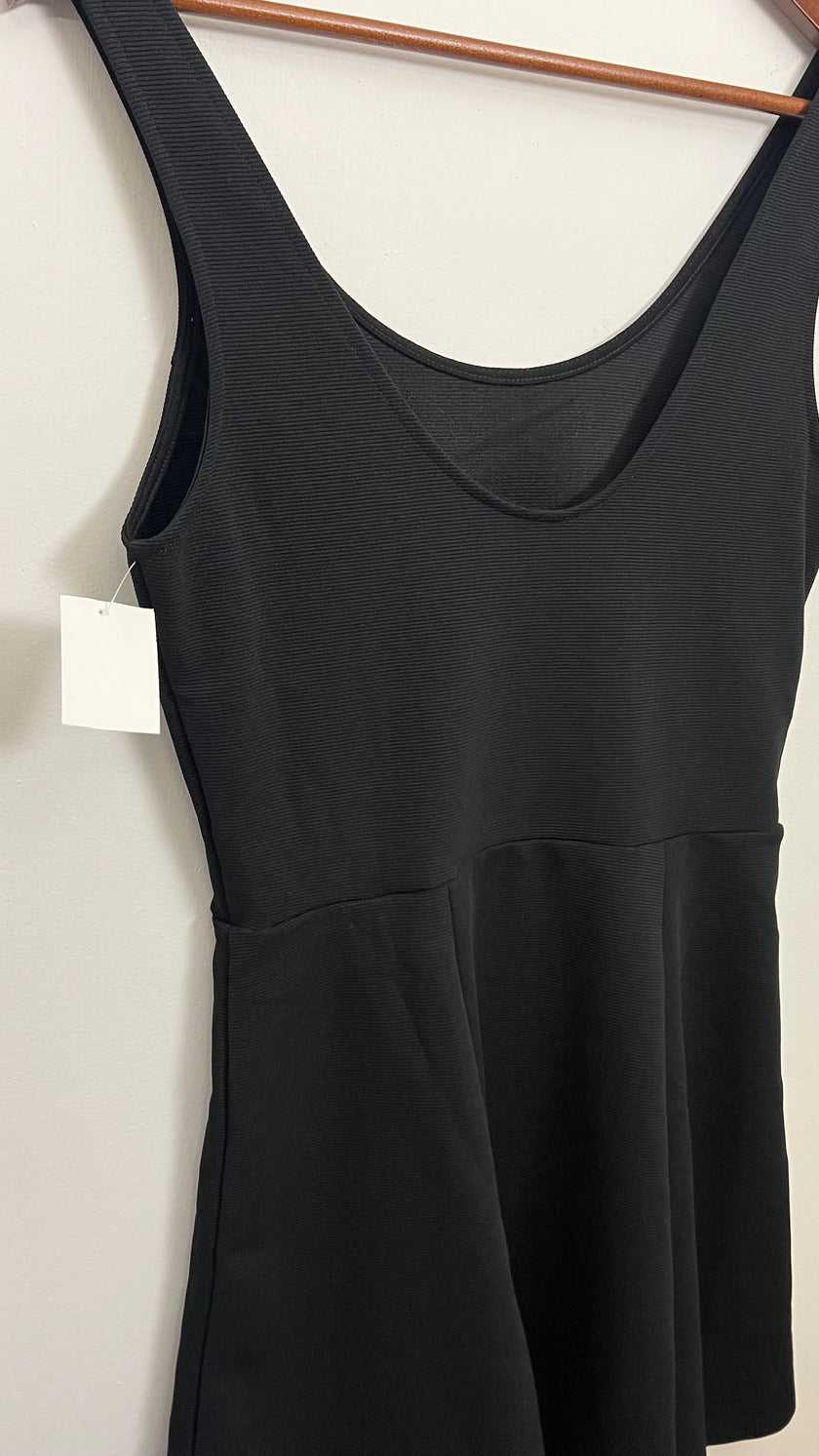 Divided H&M Black Ribbed Sleeveless Skater Dress Size 8