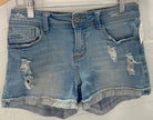 L&M Jeans Light Wash Mid-Rise Distressed Denim Shorts Size Medium