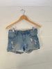 L&M Jeans Light Wash Mid-Rise Distressed Denim Shorts Size Medium