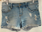 L&M Jeans Light Wash Mid-Rise Distressed Denim Shorts Size Medium