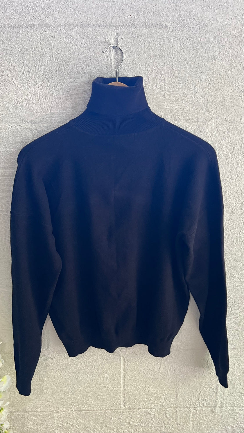 Fashion Nova Black Knit Turtleneck Size Small