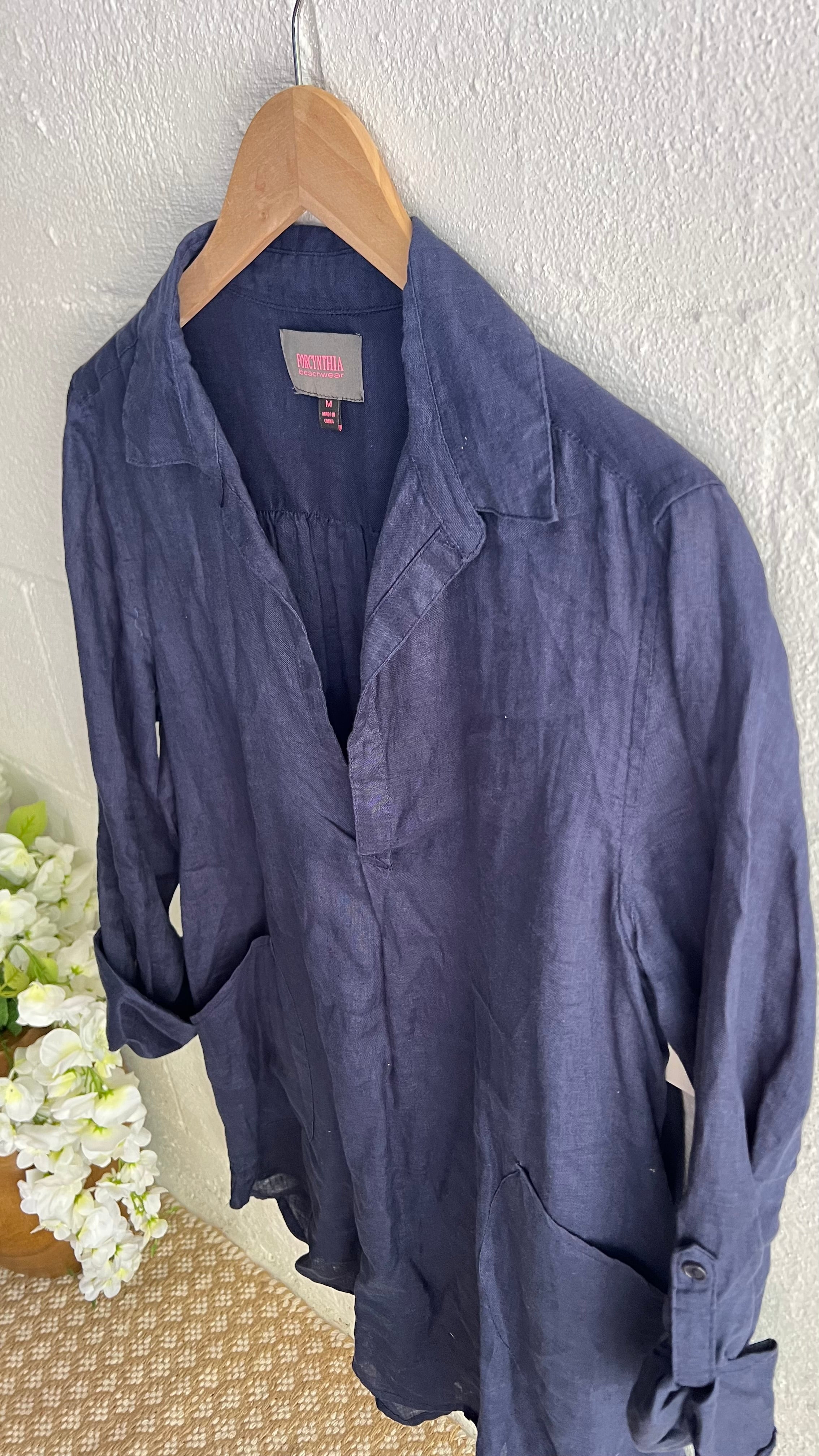 Cynthia Blue Beachwear Cover-Up Size Medium