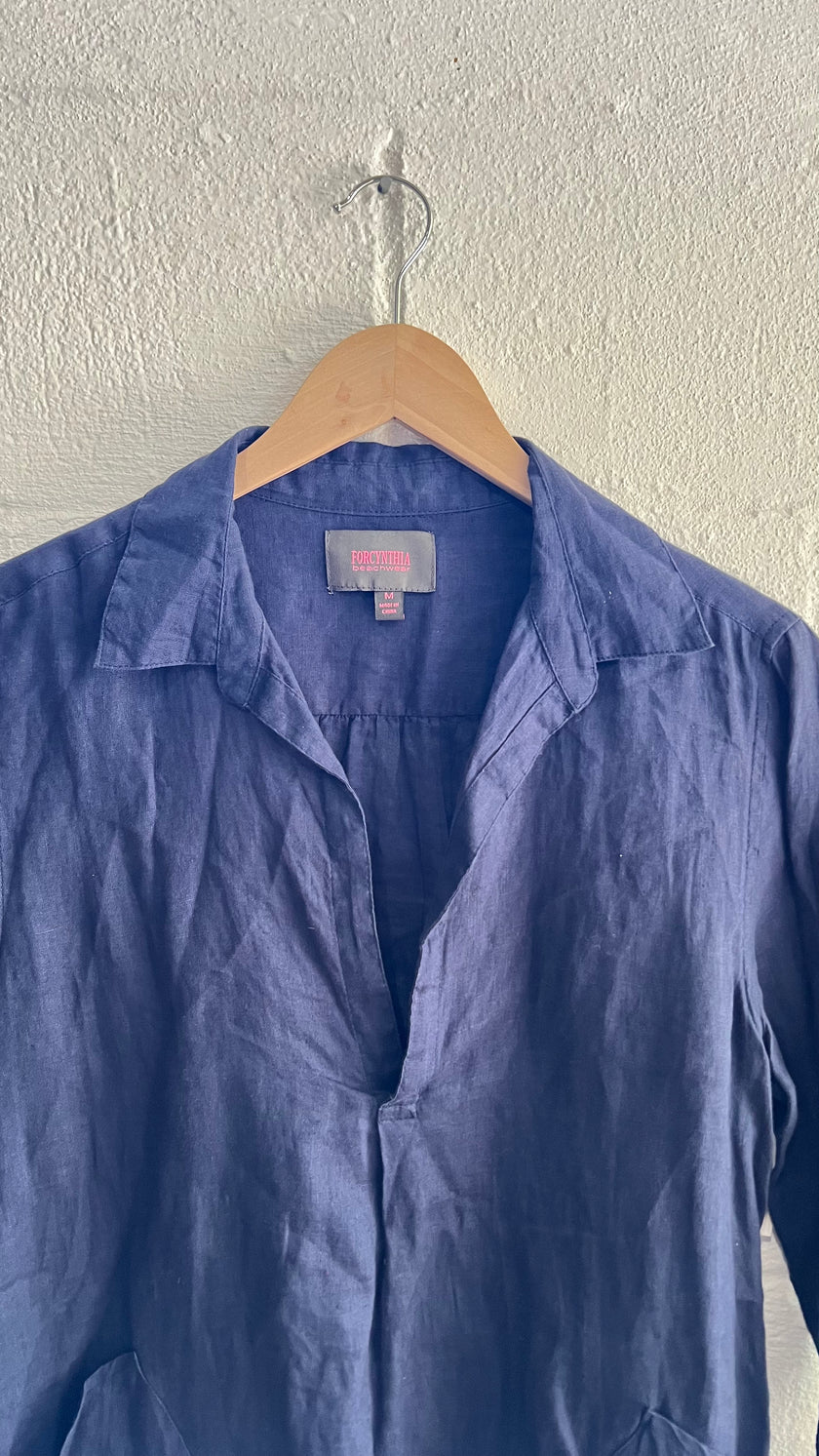 Cynthia Blue Beachwear Cover-Up Size Medium