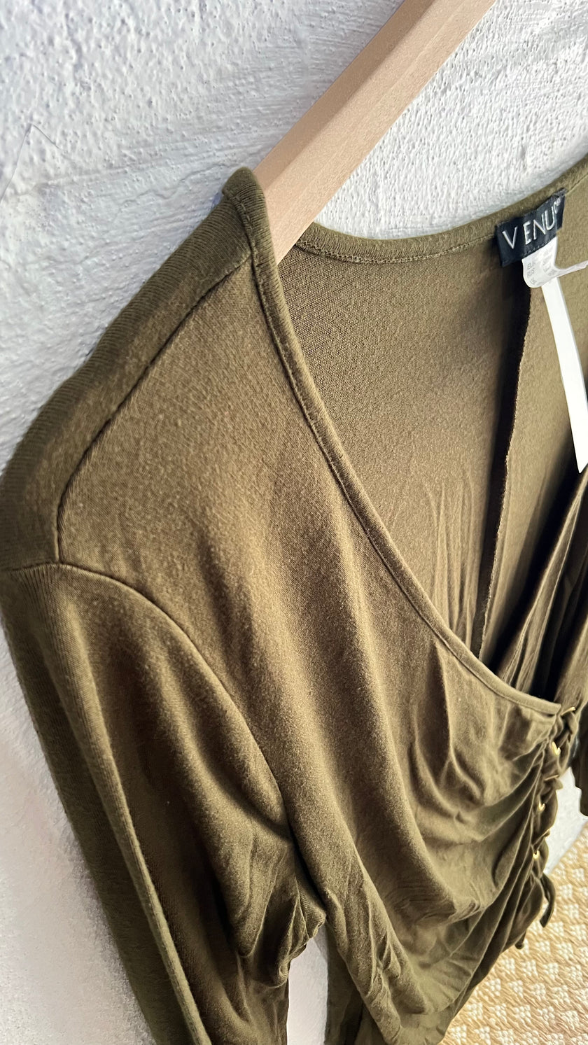 Venus Brown Long Sleeve Knit Top Size Large