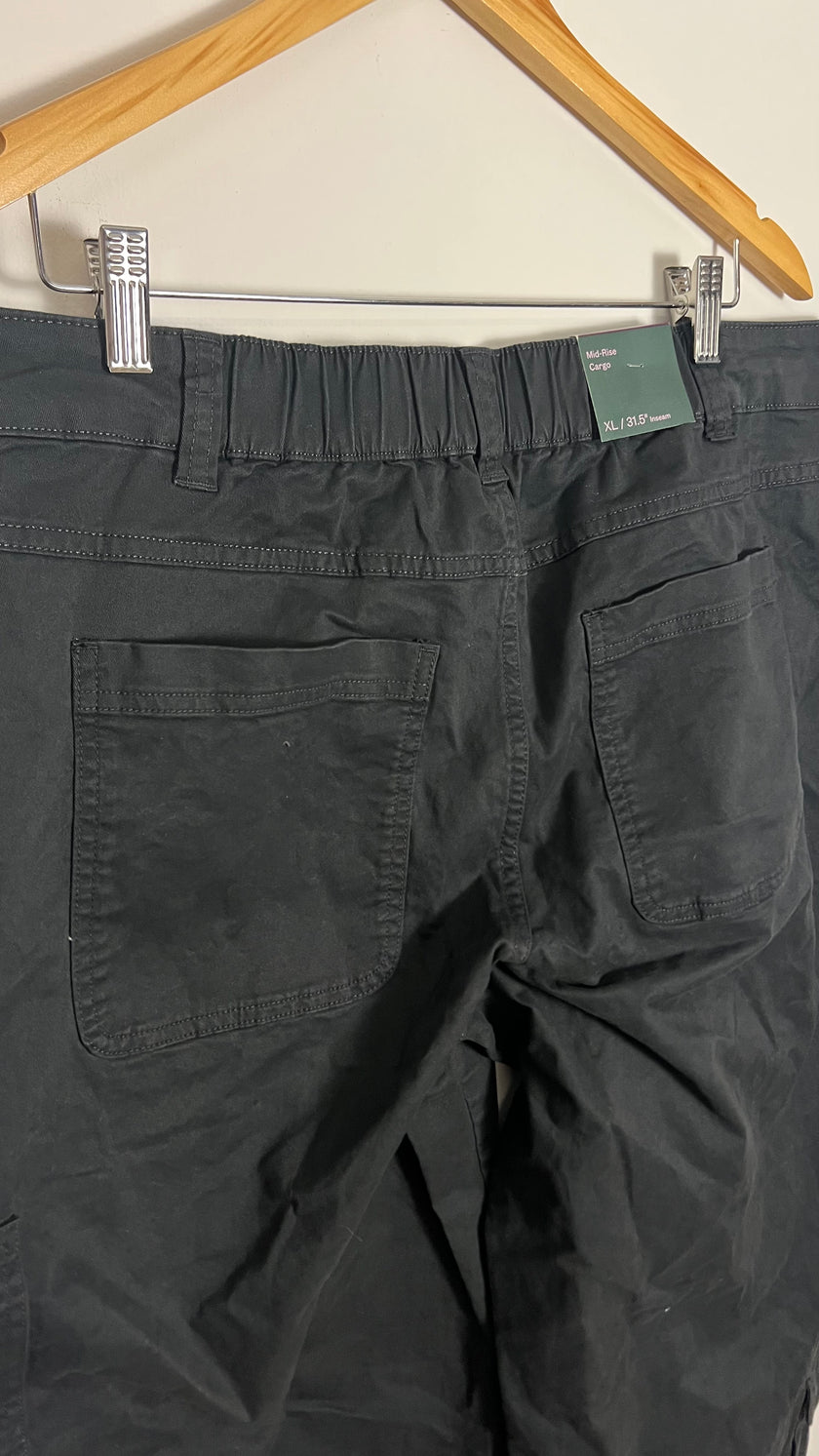 Black Wide-Leg Utility Cargo Pants Wild Fable Size XL