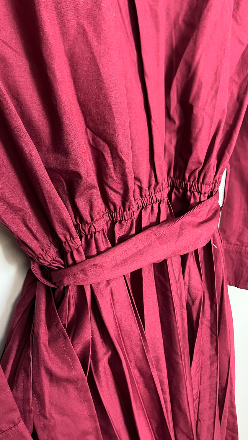 Pleated Mini Shirtdress in Wine Free Assembly Size Large