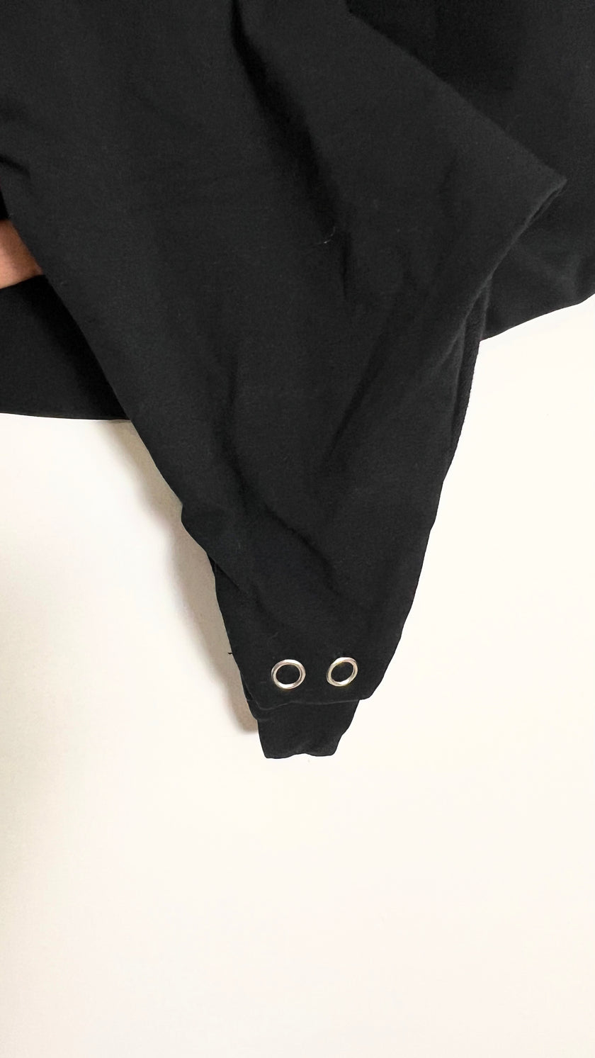 Auden 4-Way Stretch Short-Sleeve Bodysuit in black Size Large