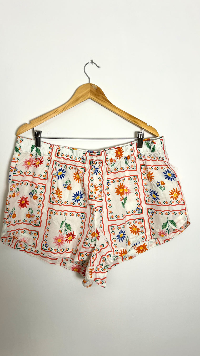Floral Postcard Poplin Boxer Pajama Shorts Old Navy Size XL