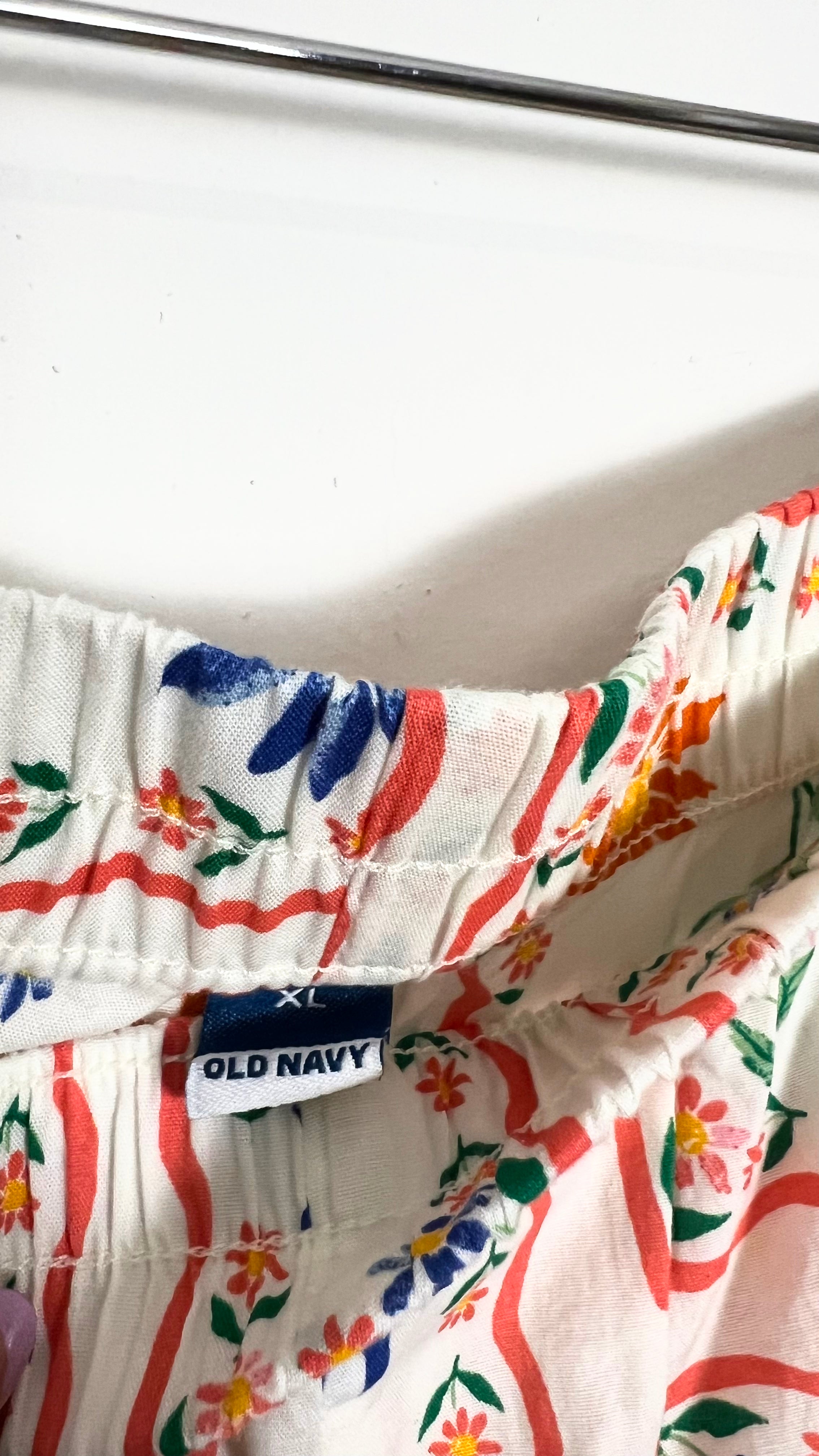 Floral Postcard Poplin Boxer Pajama Shorts Old Navy Size XL