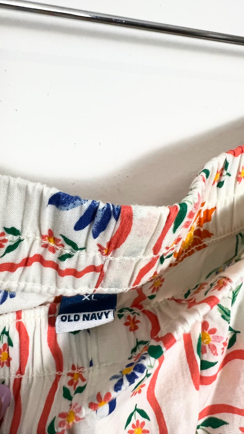 Floral Postcard Poplin Boxer Pajama Shorts Old Navy Size XL