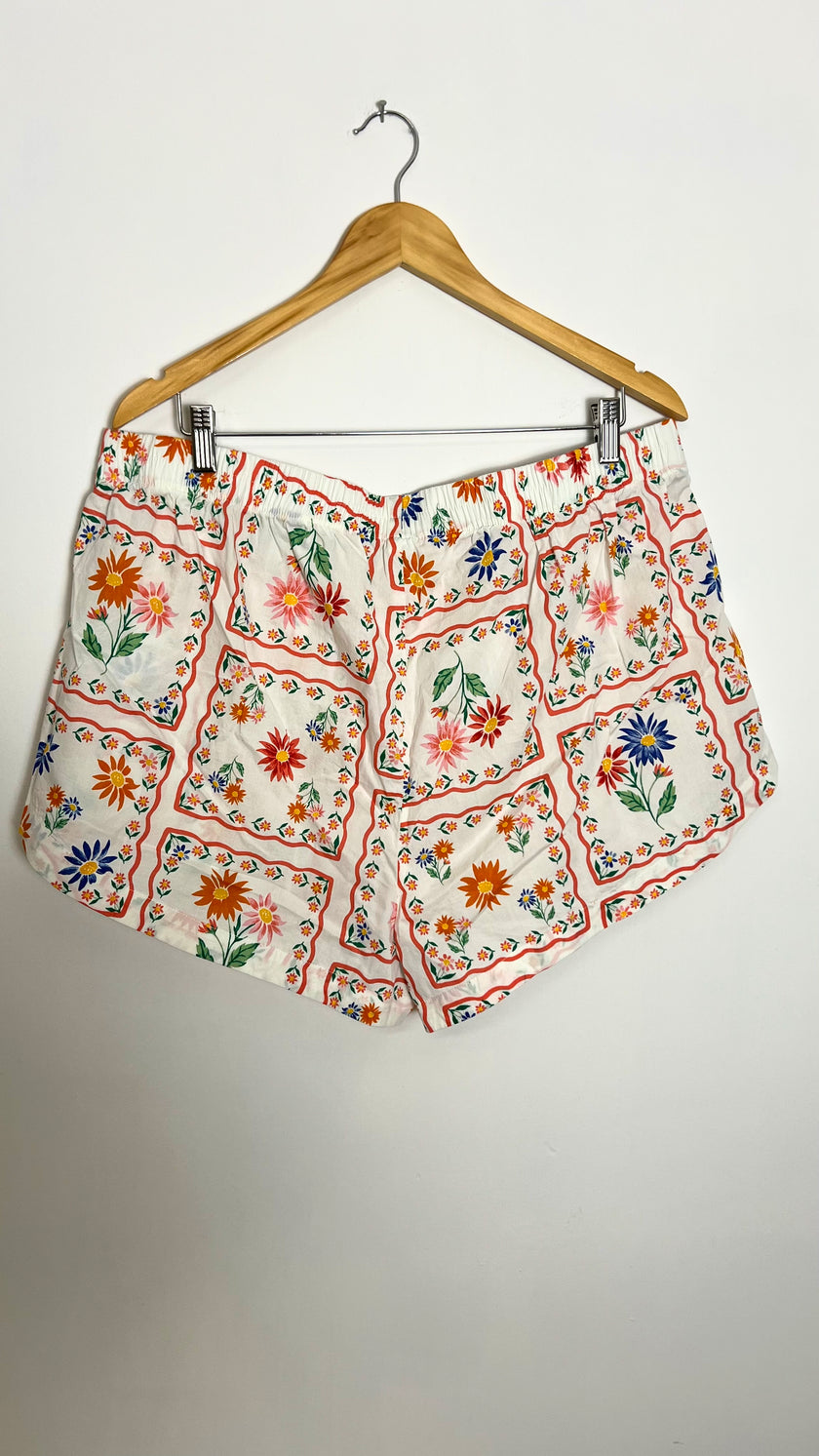 Floral Postcard Poplin Boxer Pajama Shorts Old Navy Size XL