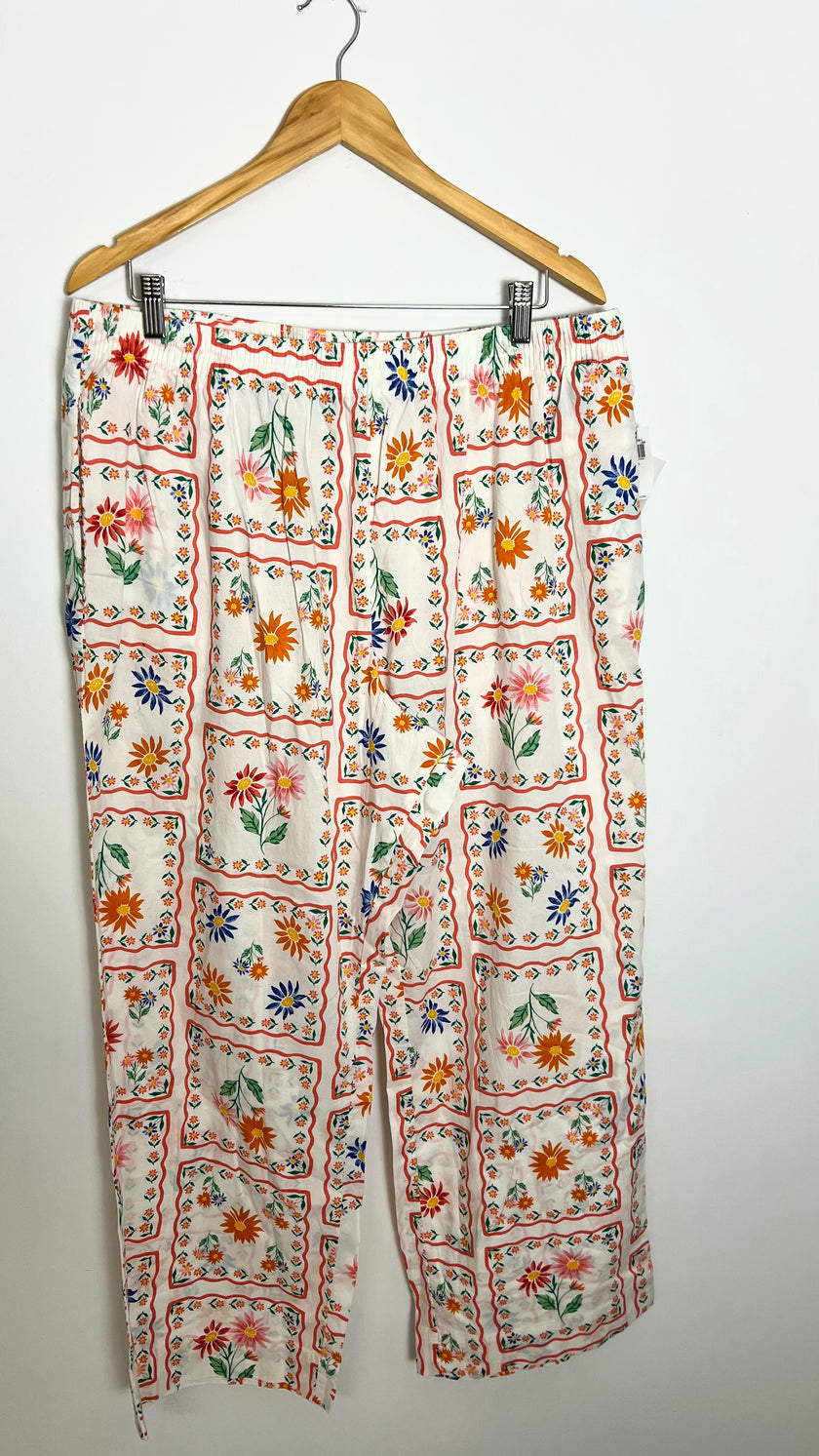 Floral Print Poplin Pajama Pants Old Navy Size XL