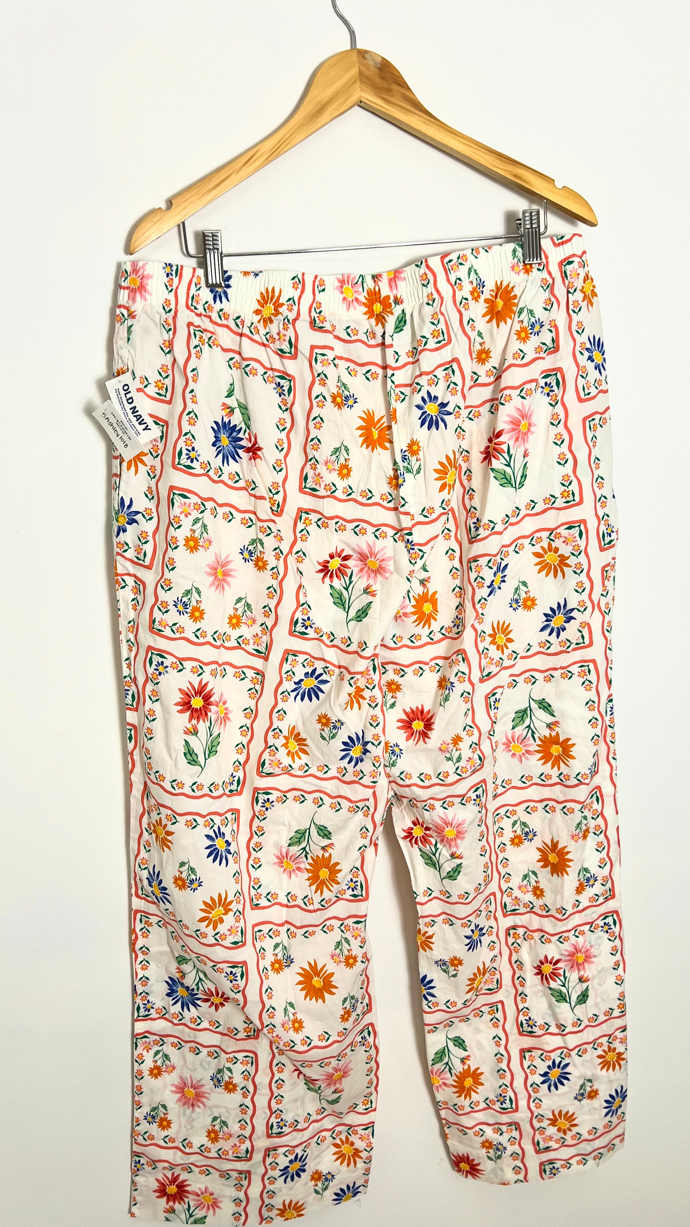 Floral Print Poplin Pajama Pants Old Navy Size XL