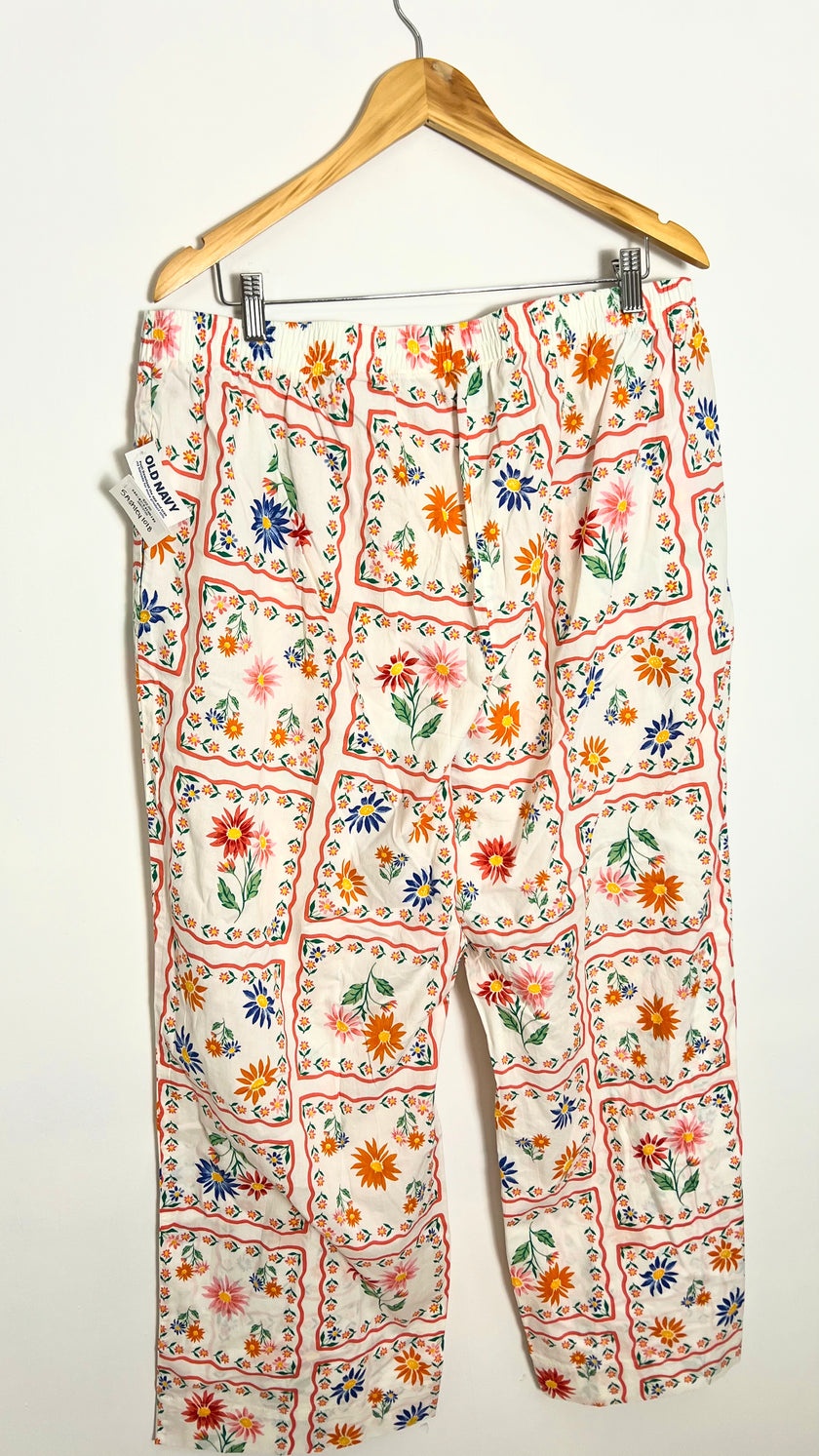 Floral Print Poplin Pajama Pants Old Navy Size XL