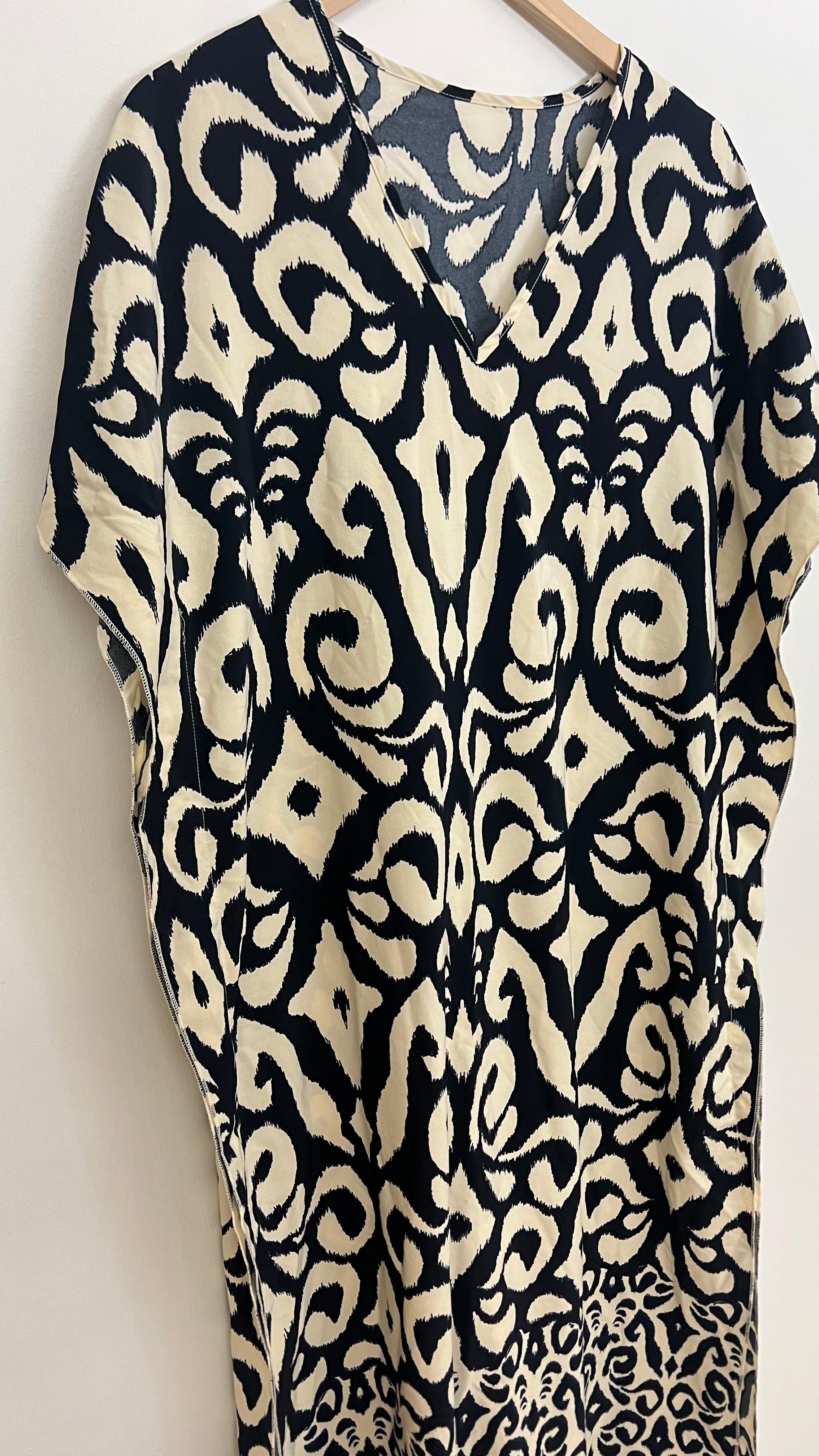 Ivory and Black Maxi Slip Dress Size OS