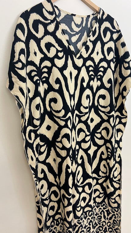 Ivory and Black Maxi Slip Dress Size OS