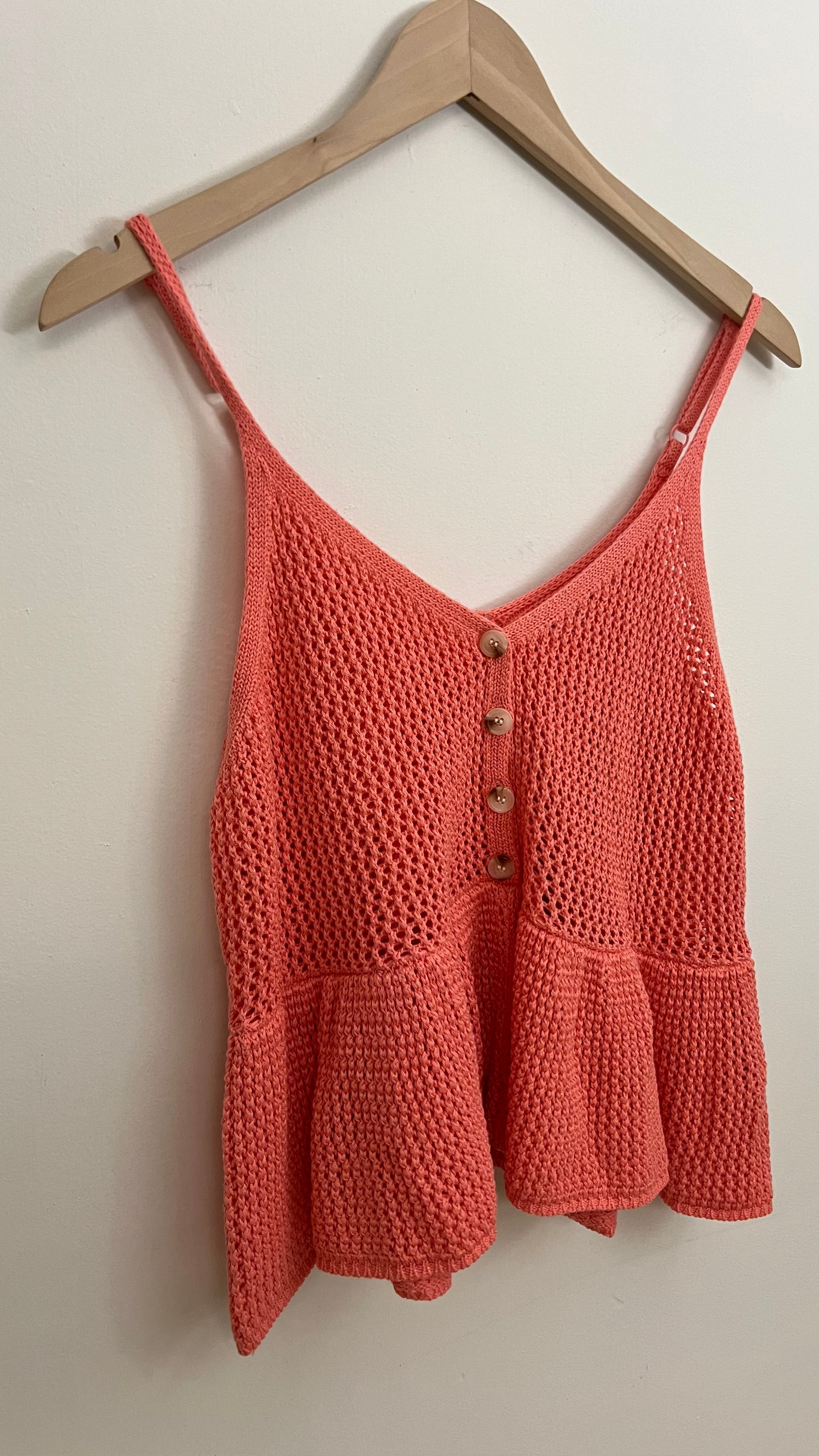 No Boundaries Coral Knit Button Tank Top Size XL