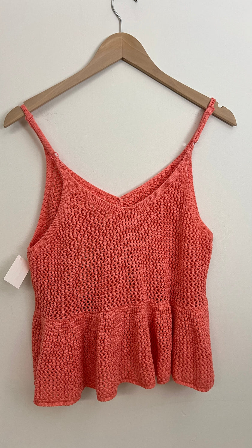 No Boundaries Coral Knit Button Tank Top Size XL