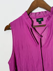 Mossimo Magenta Textured Ruffle Mock Neck Tie Front Sleeveless Blouse, Size Large