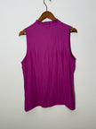 Mossimo Magenta Textured Ruffle Mock Neck Tie Front Sleeveless Blouse, Size Large