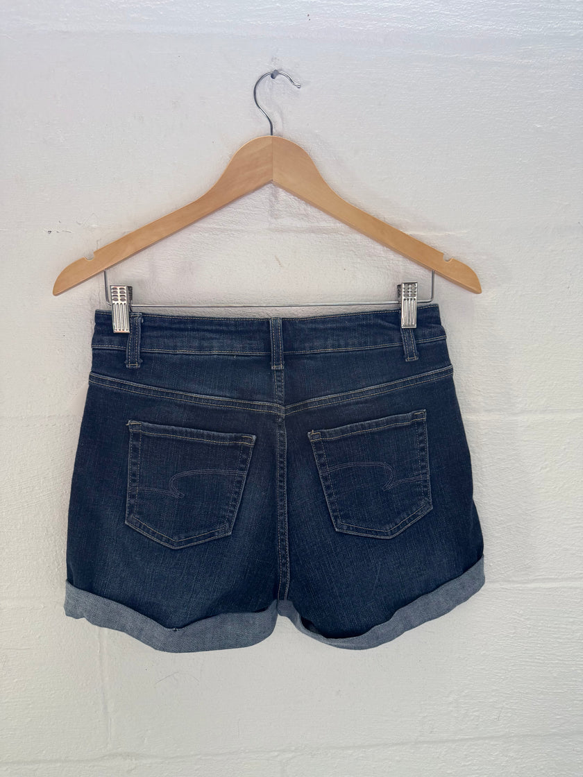 Dark Wash Mid-Rise Cuffed Shorts Time and Tru Size 6