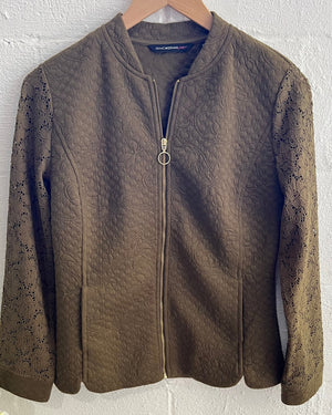 IsaacMizrahiLive Olive Green Quilted Jacket Size XXS