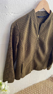 IsaacMizrahiLive Olive Green Quilted Jacket Size XXS